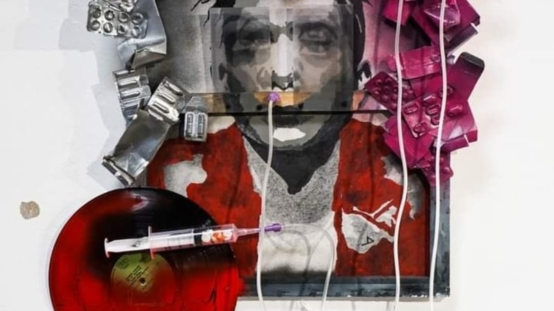 Peinture authentique Art Rock 33 tours